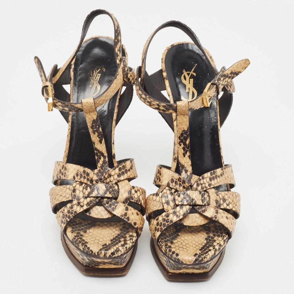 商品[二手商品] Yves Saint Laurent|Saint Laurent Two Tone Embossed Snakeskin Tribute Sandals Size 36.5,价格¥1625,第3张图片详细描述