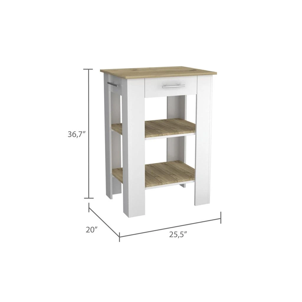 商品Simplie Fun|Rockaway 1-Drawer 2-Shelf Kitchen Island White and Light Oak,价格¥2534,第5张图片详细描述