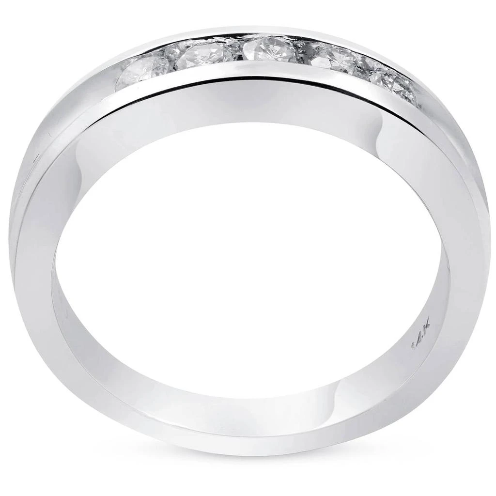 商品Pompeii3|1/2ct Diamond Mens Wedding Ring Channel Set High Polished Band 14K White Gold,价格¥4925,第2张图片详细描述