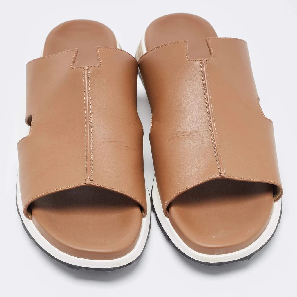 商品[二手商品] Hermes|Hermes Brown Leather Pharaon Slides Size 45,价格¥5234,第3张图片详细描述