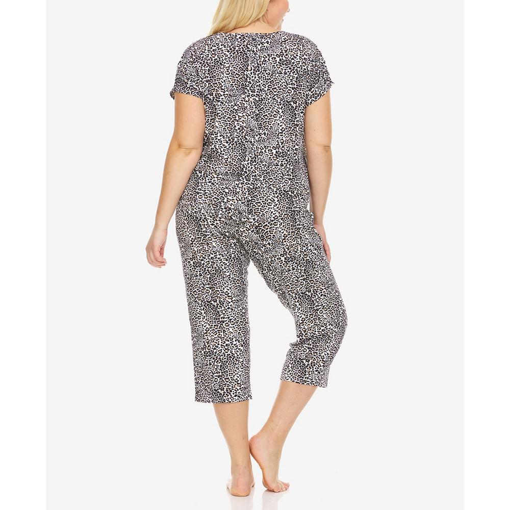 商品Flora Nikrooz|Plus Size Tiffany Knit 2 Piece Pajama Set,价格¥477,第5张图片详细描述