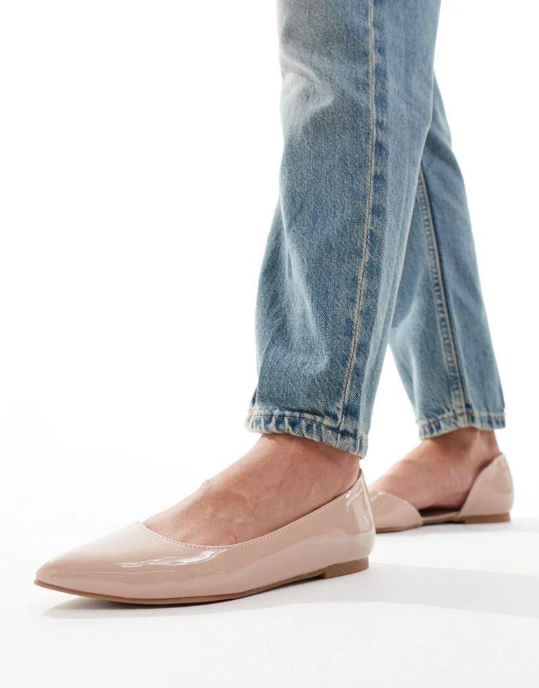 商品ASOS|ASOS DESIGN Wide Fit Virtue d'orsay pointed ballet flats in beige patent,价格¥109,第4张图片详细描述