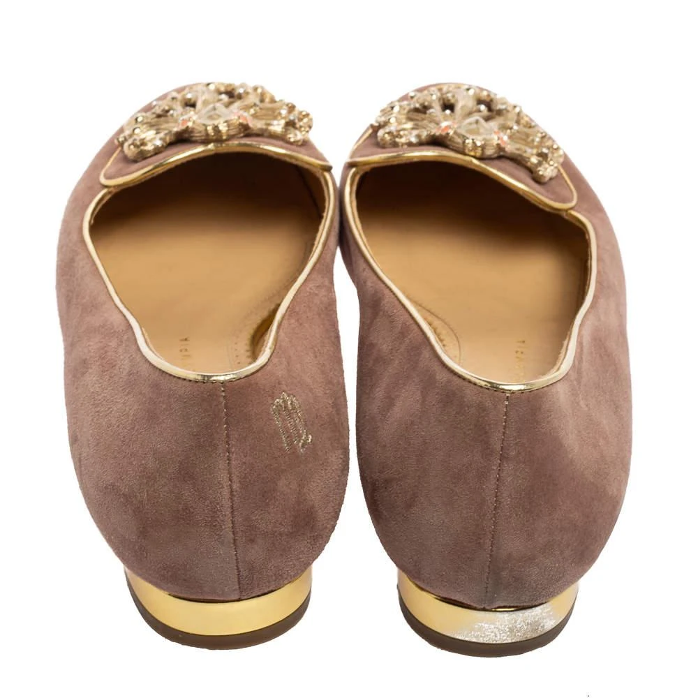 商品[二手商品] Charlotte Olympia|Charlotte Olympia Dusty Pink Suede Zodiac Virgo Ballet Flats Size 38,价格¥1052,第5张图片详细描述