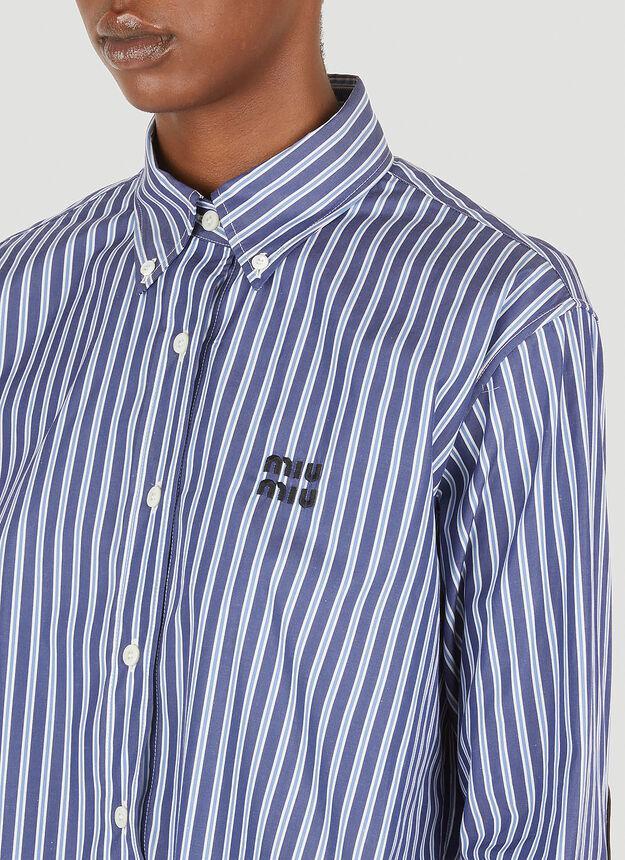 商品Miu Miu|Striped Logo Shirt in Blue,价格¥8095,第7张图片详细描述