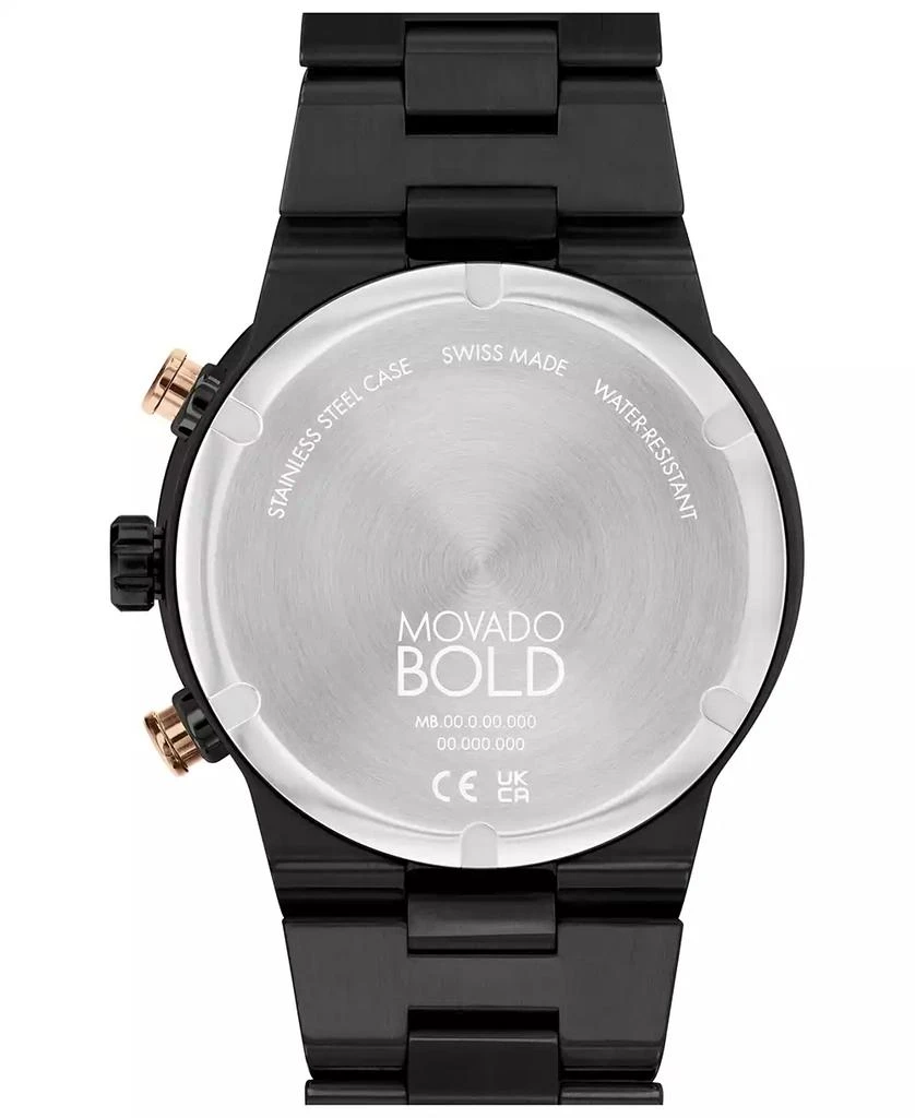 商品Movado|Men's Bold Fusion Swiss Quartz Chronograph Ionic Plated Black Steel Bracelet Watch 44mm,价格¥7408,第3张图片详细描述
