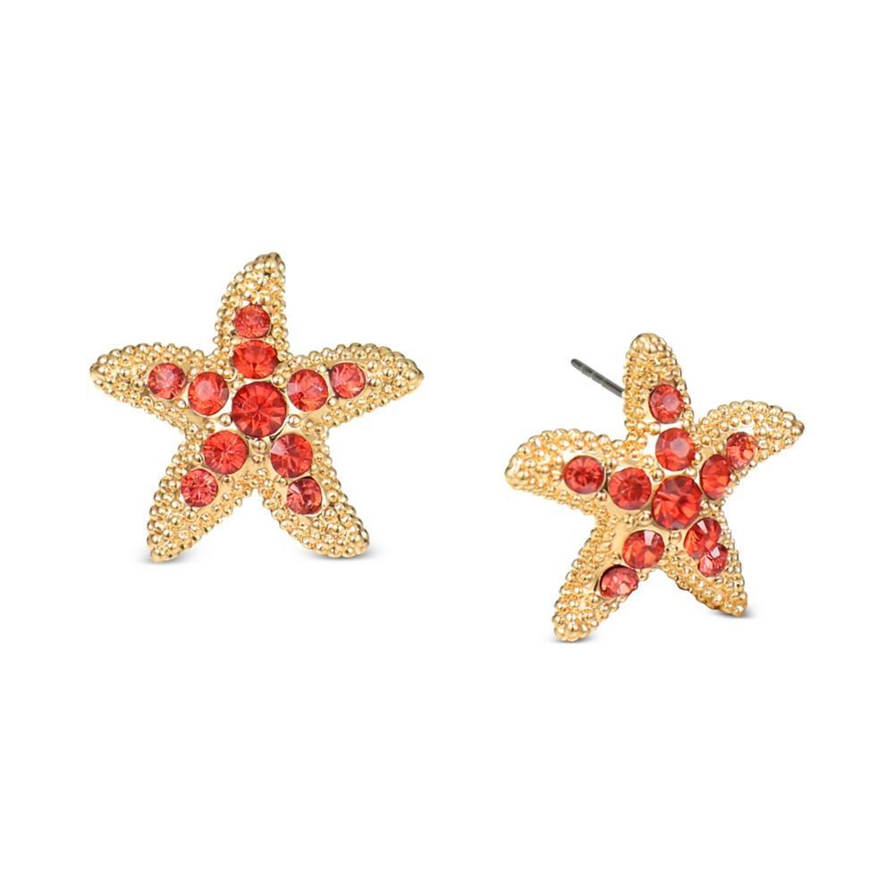 商品Charter Club|Gold-Tone Crystal Starfish Post Earrings, Created for Macy's,价格¥37,第1张图片