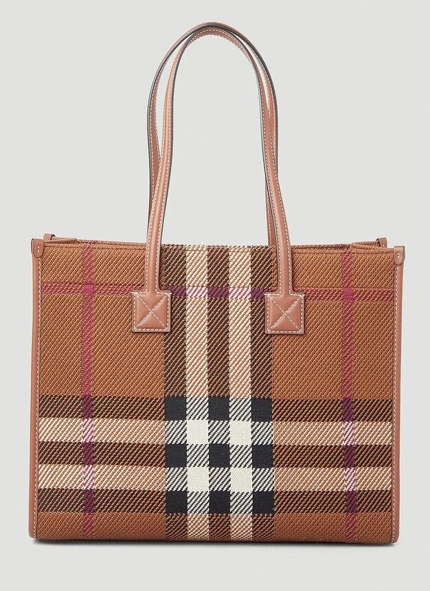 商品Burberry|Pocket Check Tote Bag in Brown,价格¥15233,第4张图片详细描述