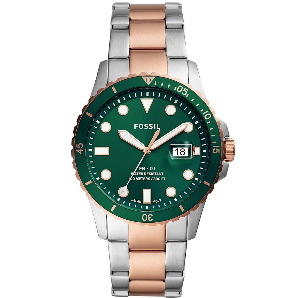 商品Fossil|Men's FB-01 Sport Two-Tone Bracelet Watch 42mm,价格¥486,第1张图片