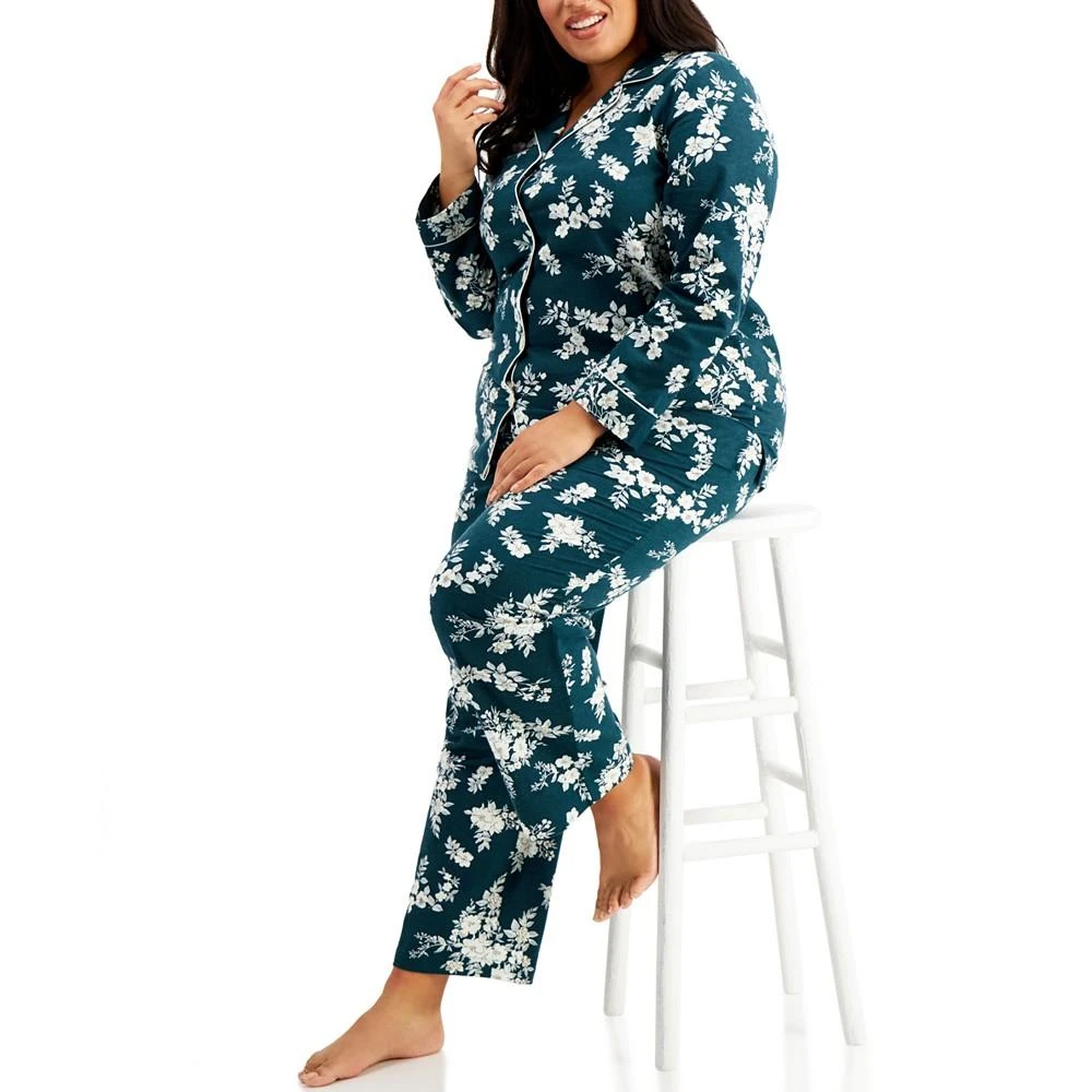 商品Charter Club|Plus Size Cotton Flannel Pajamas Set, Created for Macy's,价格¥89,第2张图片详细描述
