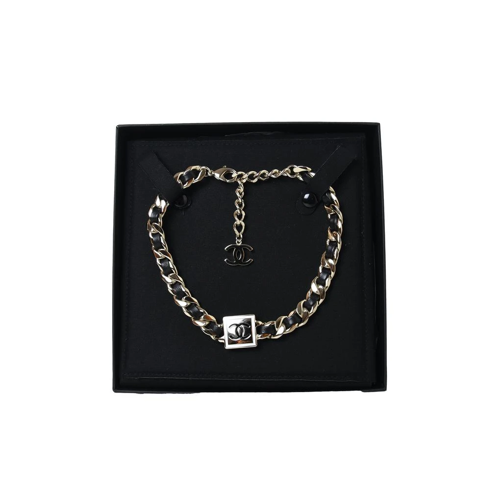 商品Chanel|Chanel Square CC Pendant Necklace Gold Black,价格¥11499,第1张图片