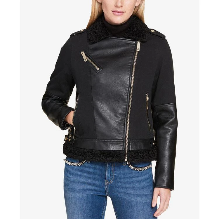 商品Tommy Hilfiger|Faux-Fur-Trim Moto Jacket, Created for Macy's,价格¥430,第2张图片详细描述