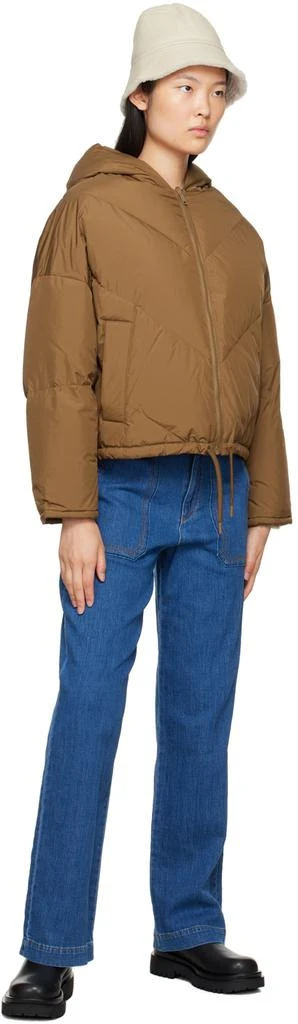 商品Yves Salomon|Brown Hooded Reversible Down Jacket,价格¥2476,第4张图片详细描述