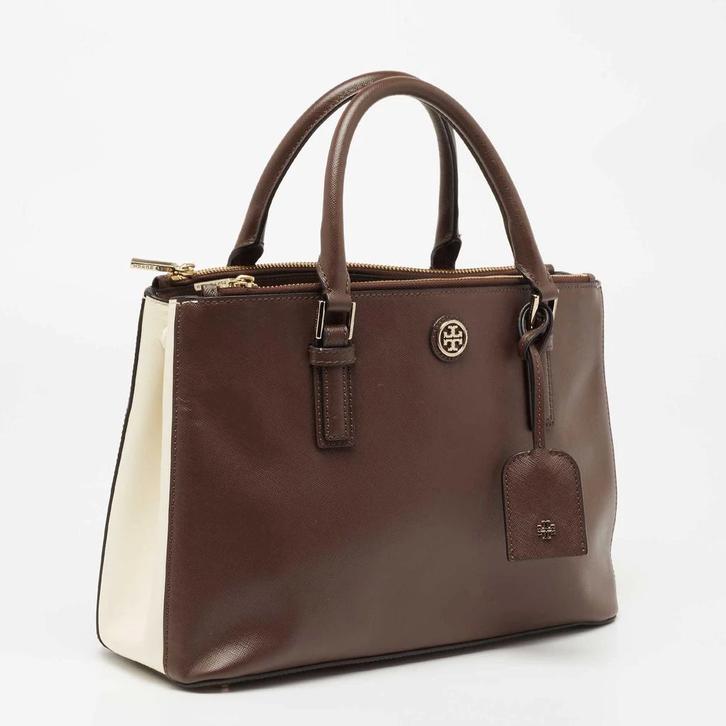 商品[二手商品] Tory Burch|Tory Burch Dark Brown/White Saffiano Leather Robinson Double Zip Tote,价格¥1023,第3张图片详细描述