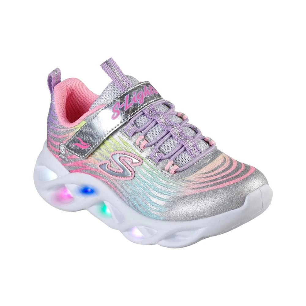 商品SKECHERS|Little Girls Lights- Twisty Bright's - Mystical Bliss Light-Up Stay-Put Closure Casual Sneakers from Finish Line,价格¥188,第1张图片