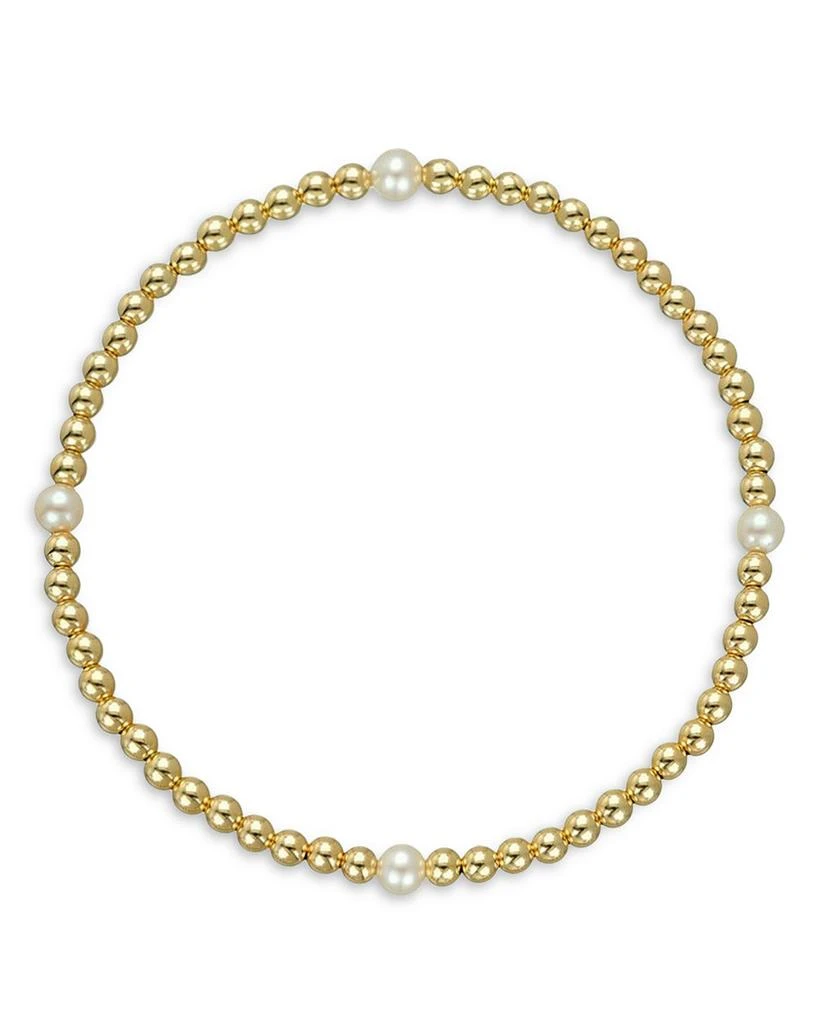 商品Zoe Lev|14K Yellow Gold Cultured Freshwater Pearl Station Beaded Stretch Bracelet,价格¥2097,第1张图片