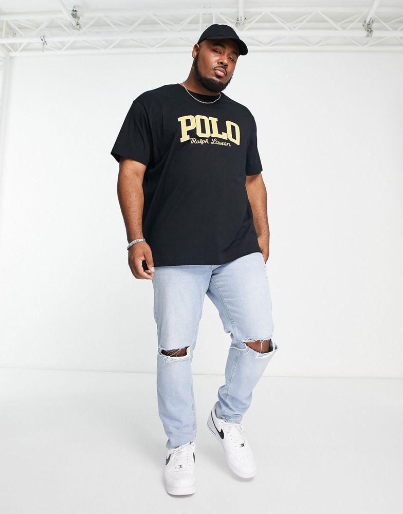 Polo Ralph Lauren Big & Tall large logo t-shirt in black商品第4张图片规格展示