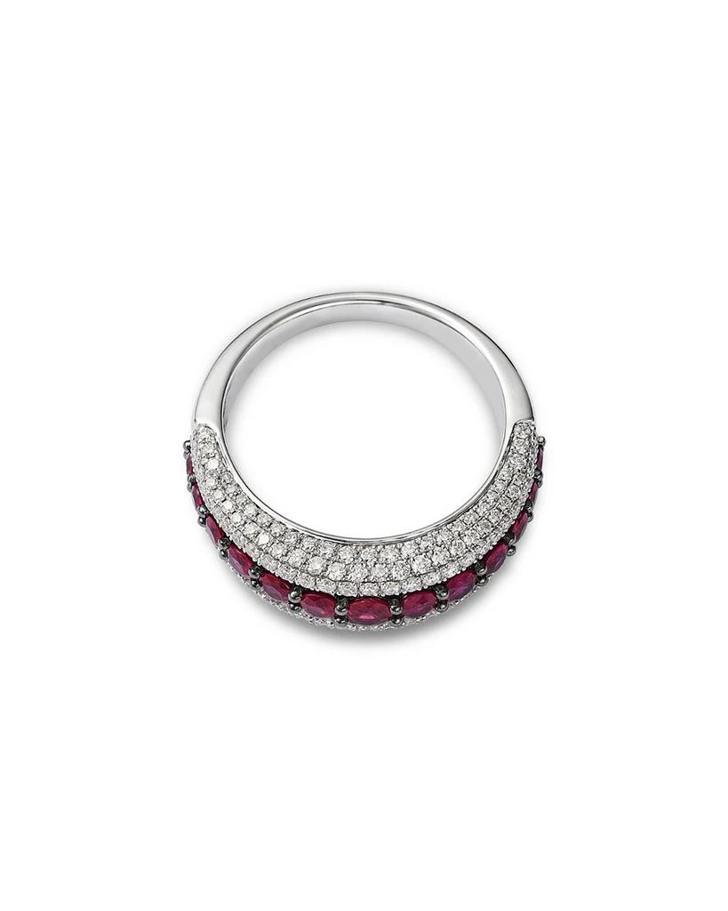 Ruby & Diamond Multi-Row Ring in 14K White Gold 商品