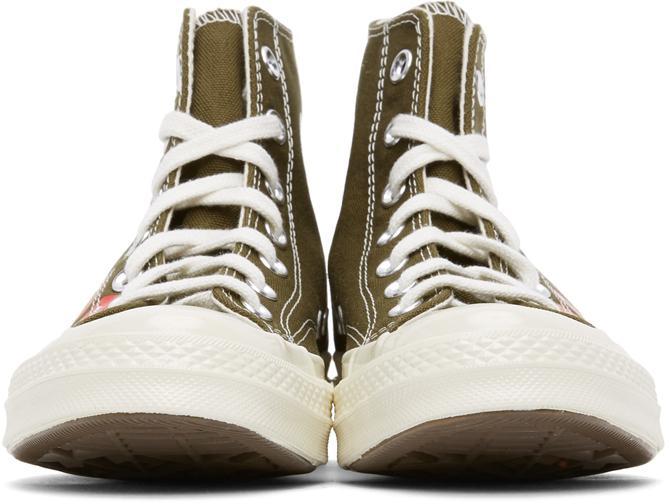 商品Comme des Garcons|Khaki Converse Edition Multiple Hearts Chuck 70 High Sneakers,价格¥1142,第4张图片详细描述