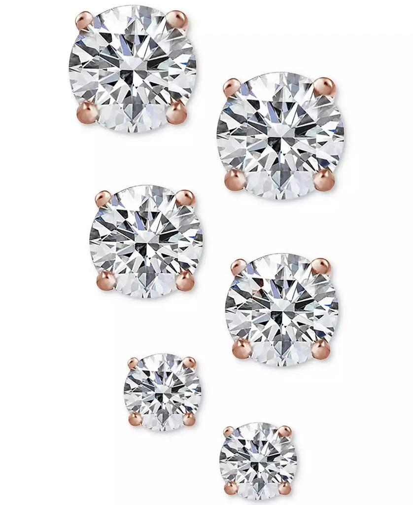 商品Giani Bernini|3-Pc. Cubic Zirconia Sterling Silver Stud Earrings in 18k Rose Gold-Plated, 18k Gold-Plated and Sterling Silver, Created for Macy's,价格¥485,第1张图片