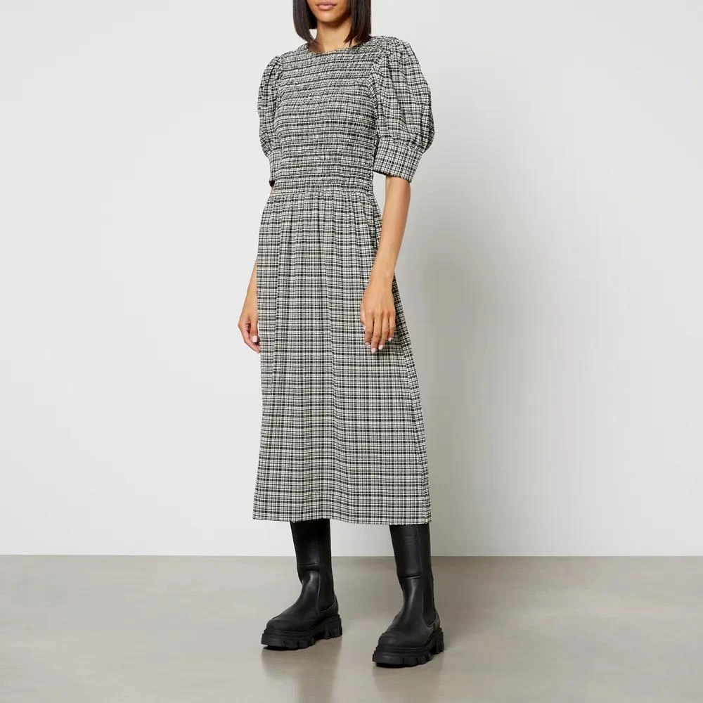 商品Ganni|Ganni Checked Stretch-Seersucker Midi Dress,价格¥1015,第1张图片