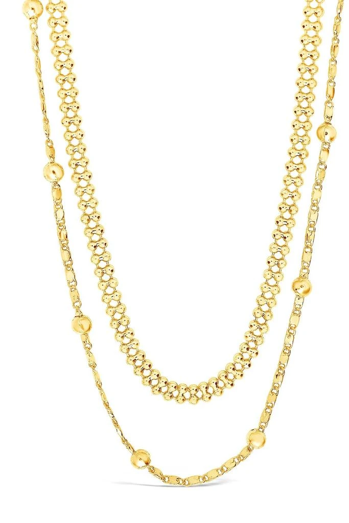 商品Sterling Forever|14K Gold Plated Layered Beaded Chain Necklace,价格¥93,第1张图片