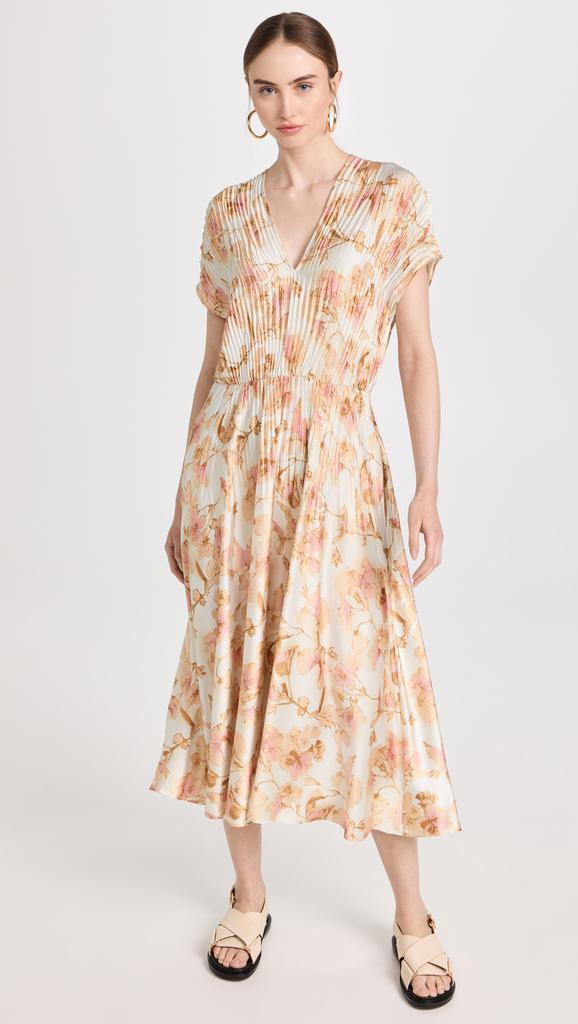 商品Vince|Floral Crushed 盖袖 V 领连衣裙,价格¥2228,第1张图片