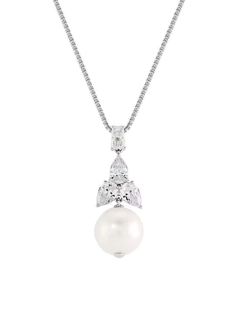 商品Adriana Orsini|Versailles Rhodium-Plated, Cubic Zirconia & Cultured Freshwater Pearl Pendant Necklace,价格¥936,第1张图片