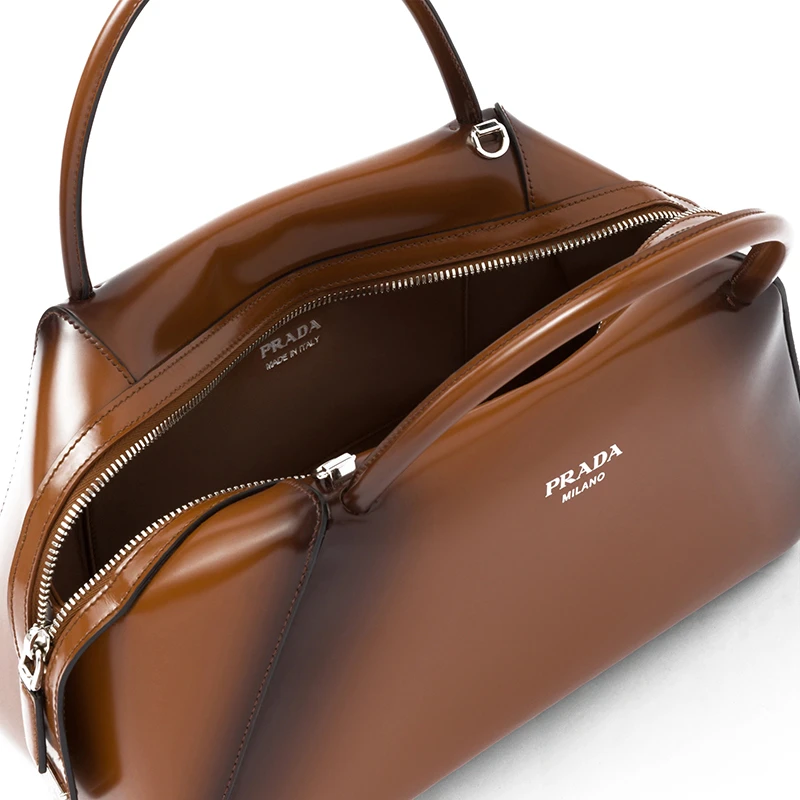 PRADA/普拉达 22新款中号女士烟草色皮革珐琅金属拉丝渐变效果可斜挎手提包1BA365_ZO6_F03AK_V_OSO 商品