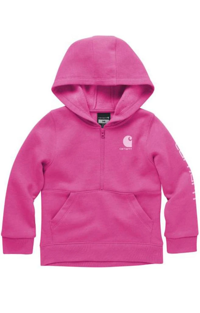 商品Carhartt|(CA9875) Fleece Long-Sleeve Half-Zip Hooded Sweatshirt - Raspberry Rose ,价格¥144,第1张图片