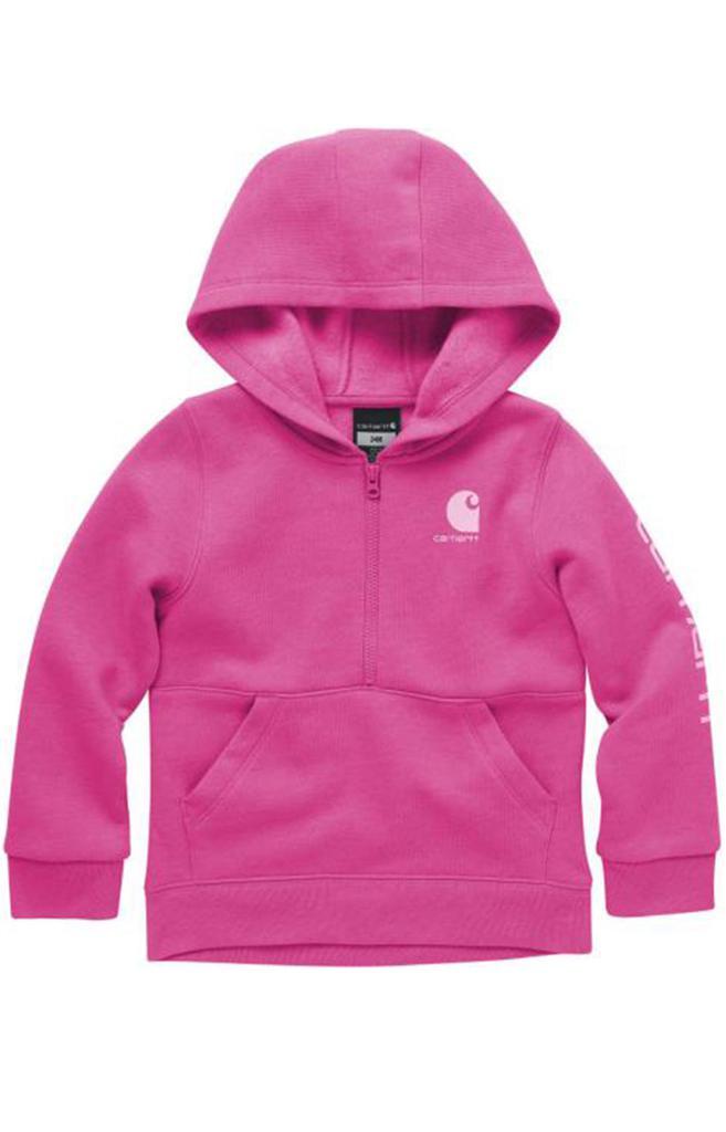 商品Carhartt|(CA9875) Fleece Long-Sleeve Half-Zip Hooded Sweatshirt - Raspberry Rose,价格¥147,第1张图片