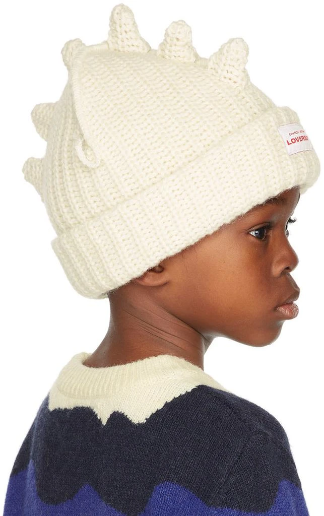 商品Charles Jeffrey Loverboy|SSENSE Exclusive Kids Off-White Chunky Spikes Beanie,价格¥908,第3张图片详细描述