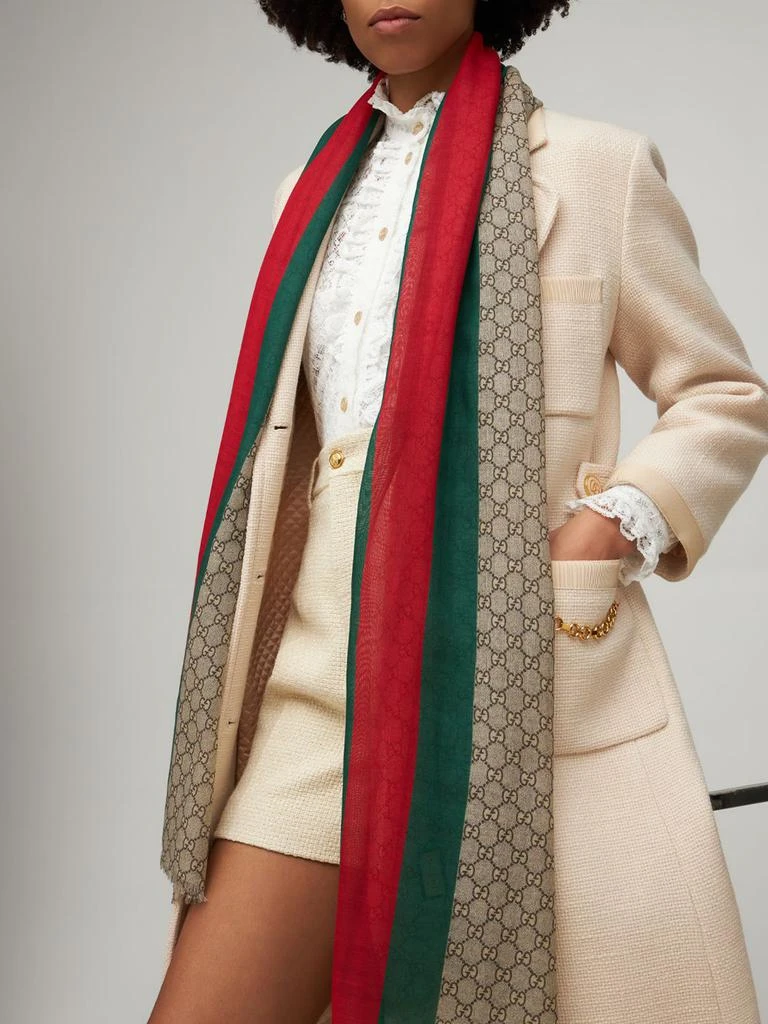 商品Gucci|Gg & Web Wool Stole,价格¥3909,第2张图片详细描述