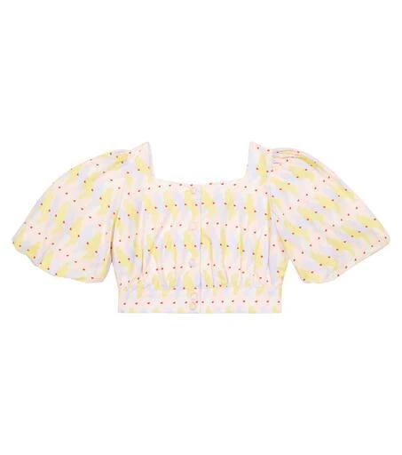 商品Fendi|Printed puff-sleeve cotton crop top,价格¥2531,第4张图片详细描述