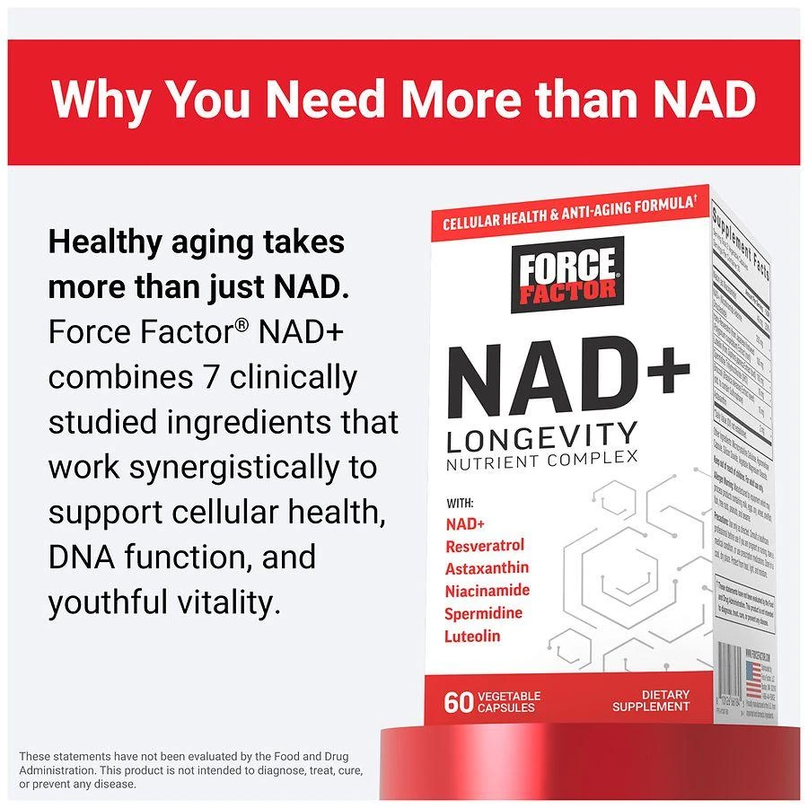 商品Force Factor|NAD+ Longevity Complex Capsules,价格¥293,第2张图片详细描述