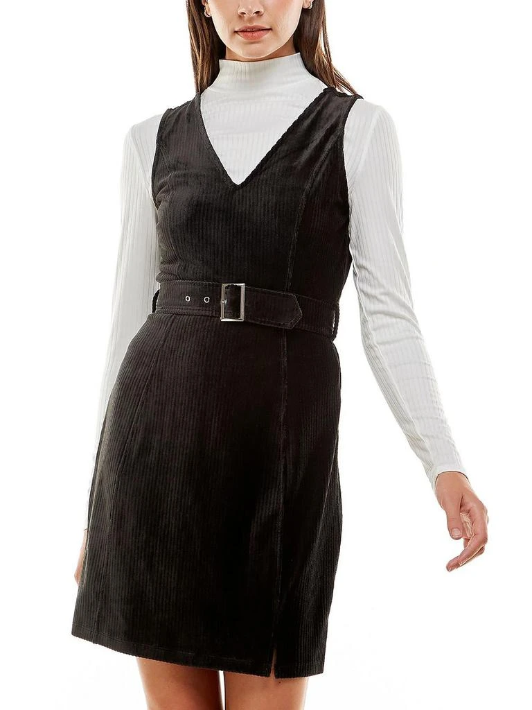 商品Planet Gold|Womens Velvet Layering Shift Dress,价格¥174,第3张图片详细描述