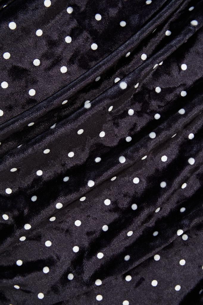 Ruched polka-dot velvet mini dress商品第4张图片规格展示