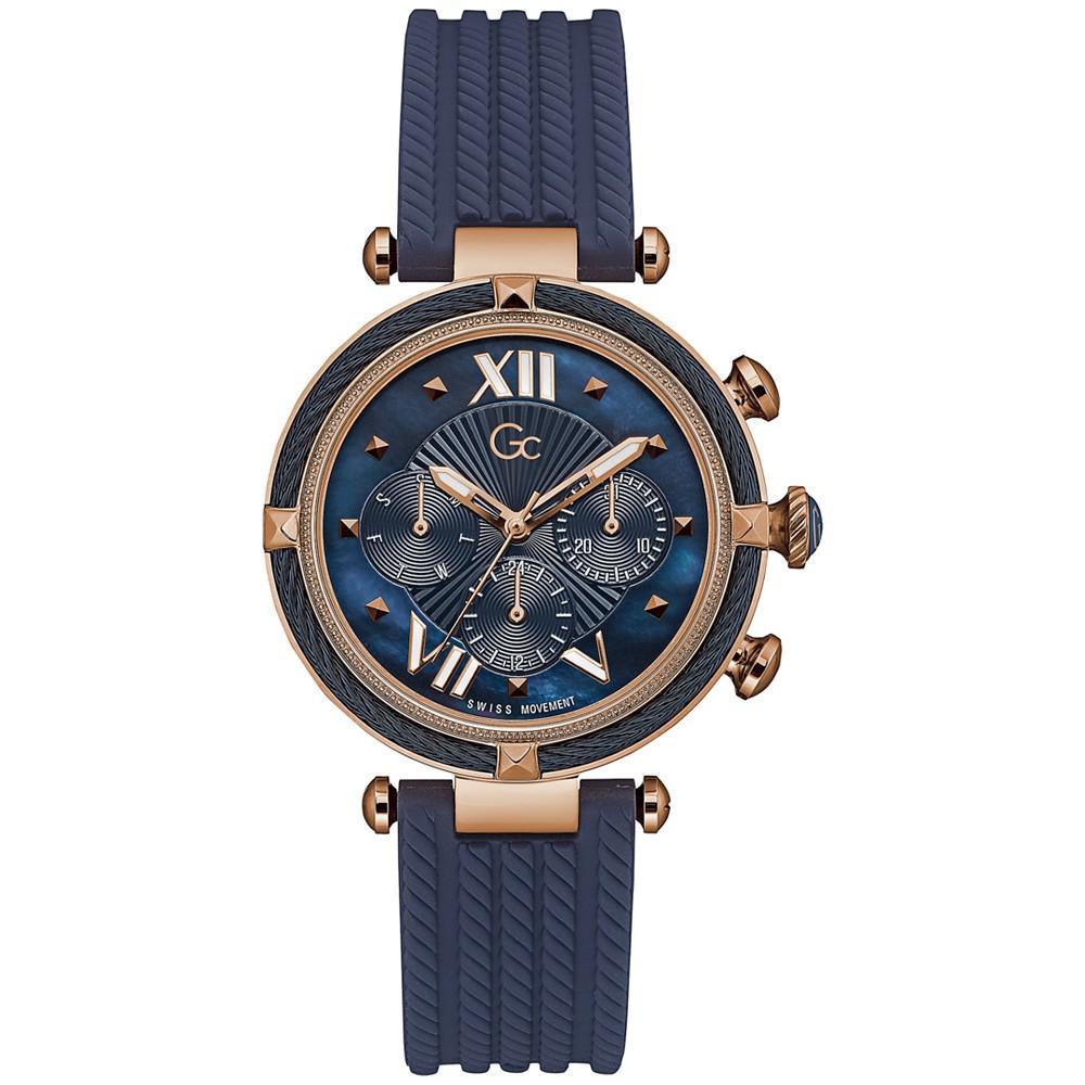 商品GUESS|Women's Swiss Blue Silicone Strap Watch 38mm,价格¥2730,第1张图片