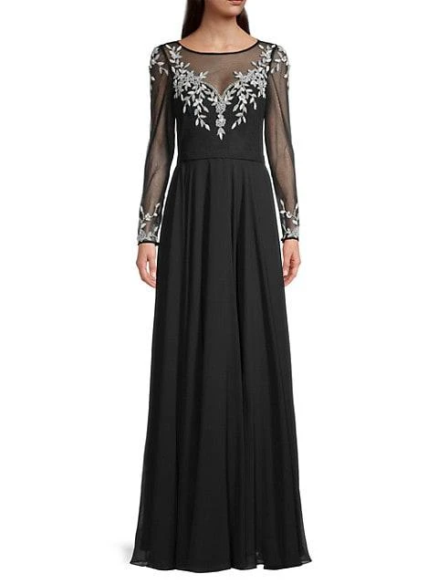 商品Basix Black Label|Embellished Long Sleeve Gown,价格¥2668,第3张图片详细描述