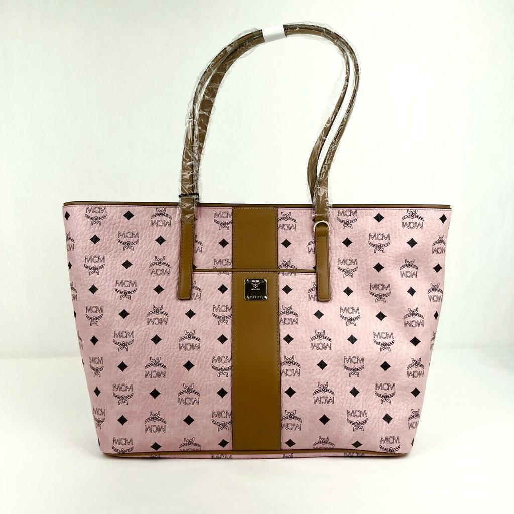 MCM Women's Anya Pink Monogram Visetos Canvas Medium Shopper Tote MWPBAFO01PZ001商品第1张图片规格展示