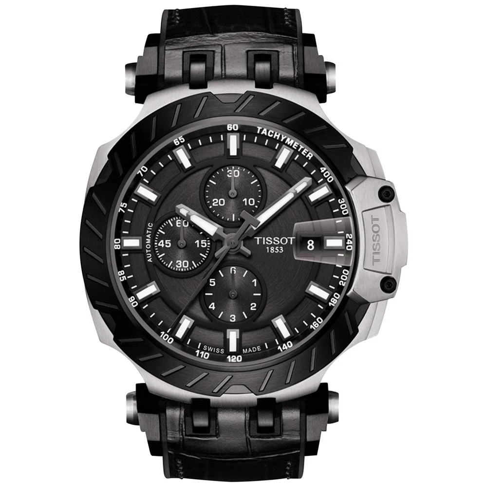 商品Tissot|Men's Swiss Automatic Chronograph T-Race Black Rubber Strap Watch 48.8mm,价格¥7201,第1张图片