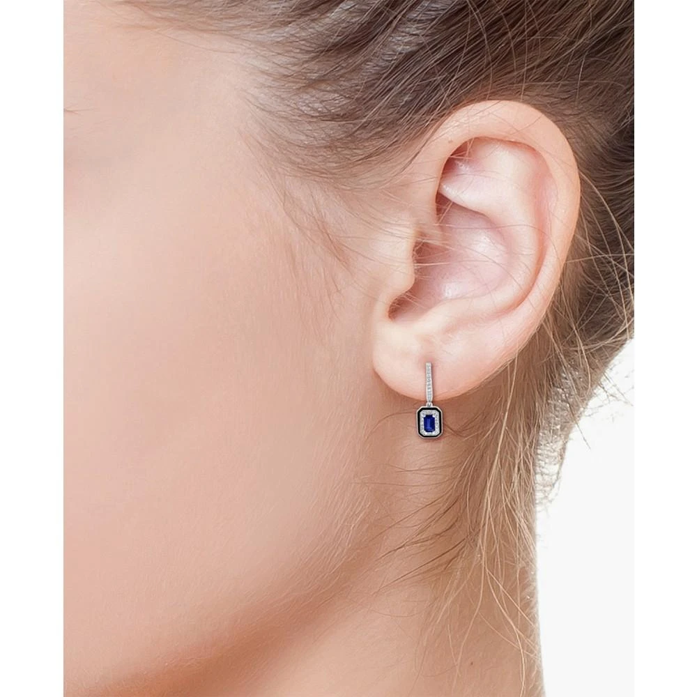 商品Effy|EFFY® Sapphire (3/4 ct. t.w.) & Diamond (1/4 ct. t.w.) Dangle Hoop Earrings in 14k White Gold,价格¥7530,第3张图片详细描述