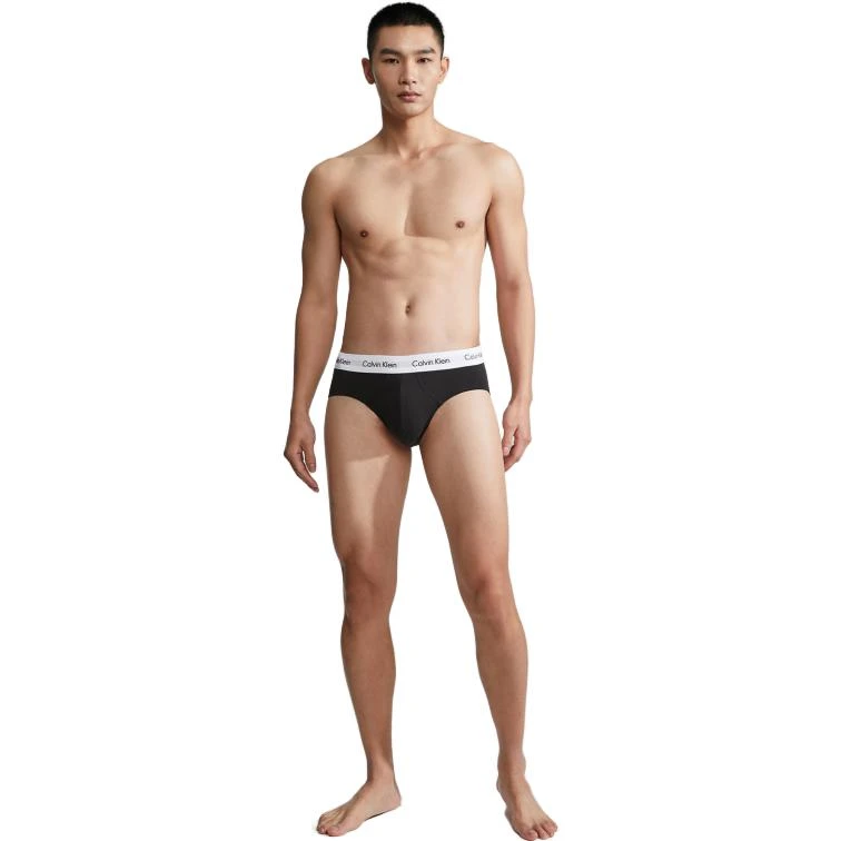 商品[国内直发] Calvin Klein|[预售3天]CALVIN KLEIN logo腰边舒适三角内裤 男款 三条装 黑白灰,价格¥258,第11张图片详细描述