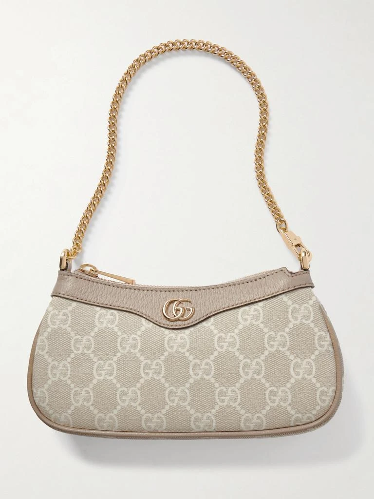 商品Gucci|Ophidia 皮革边饰提花帆布单肩包,价格¥6879,第1张图片