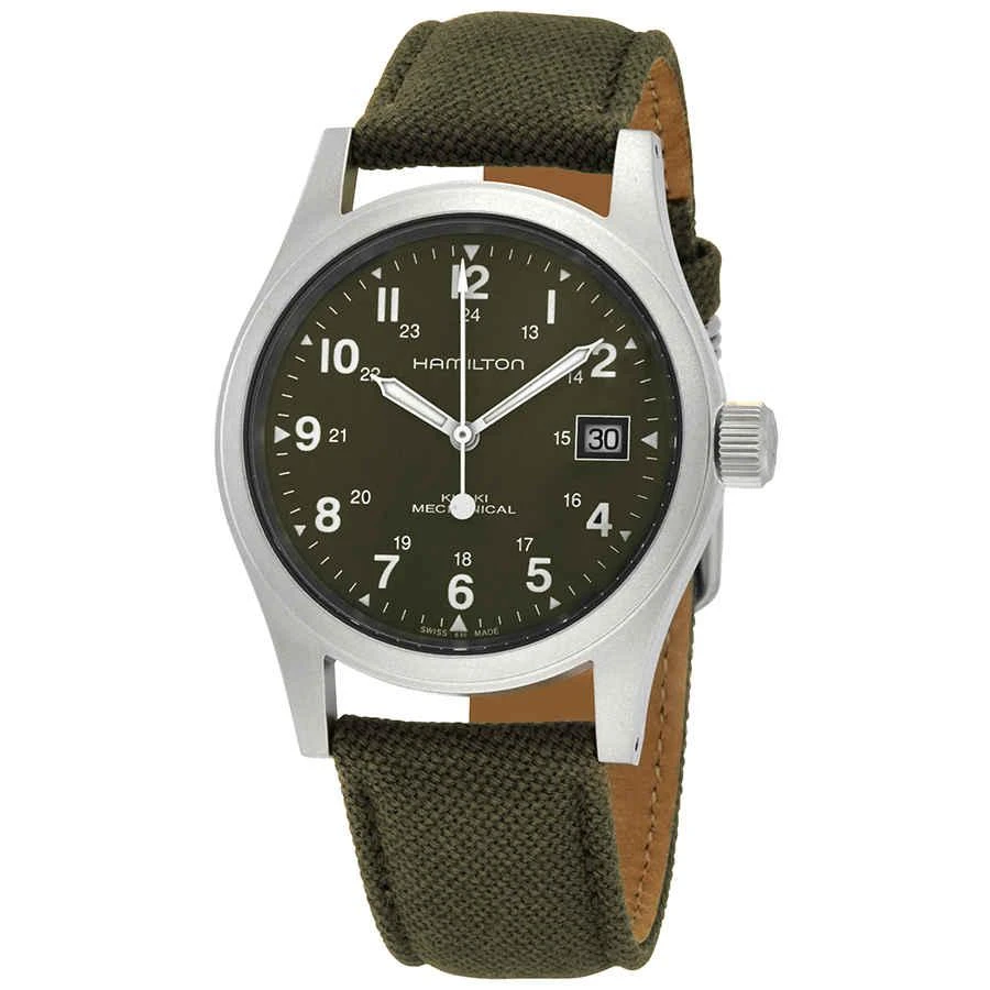 商品Hamilton|Khaki Field Mechanical Green Dial Men's Watch H69439363,价格¥2963,第1张图片