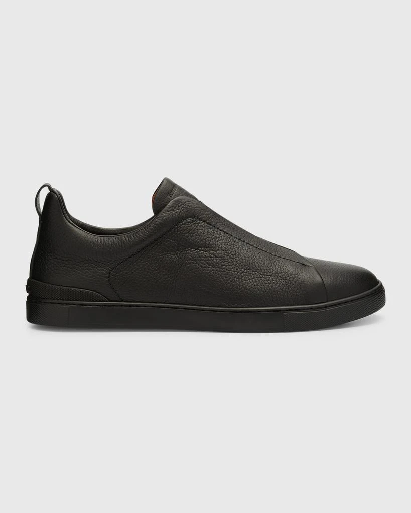 商品Zegna|Men's Triple Stitch Deerskin Leather Sneakers,价格¥8494,第1张图片