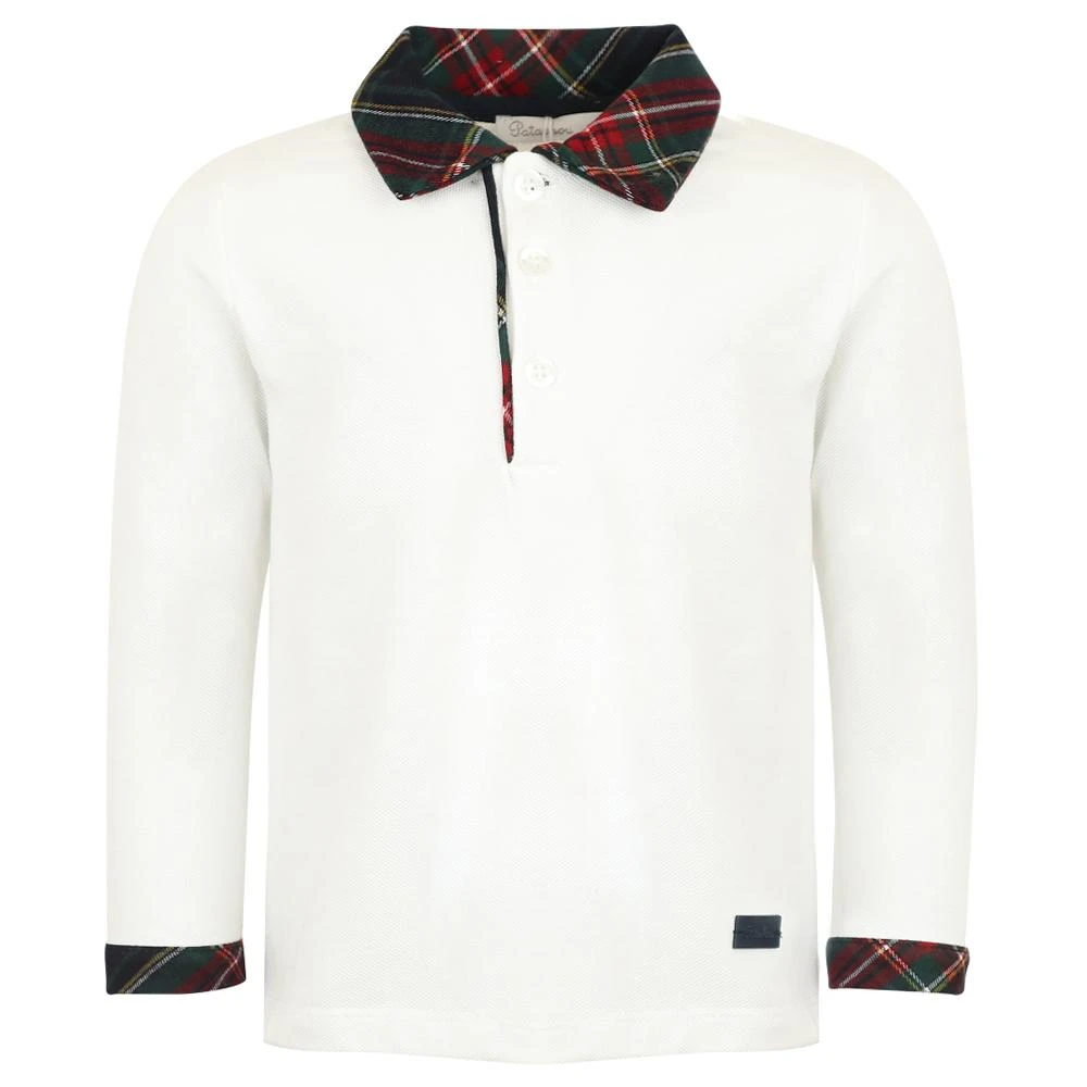 商品Patachou|White & Tartan Polo Shirt & Trousers Set,价格¥328,第1张图片