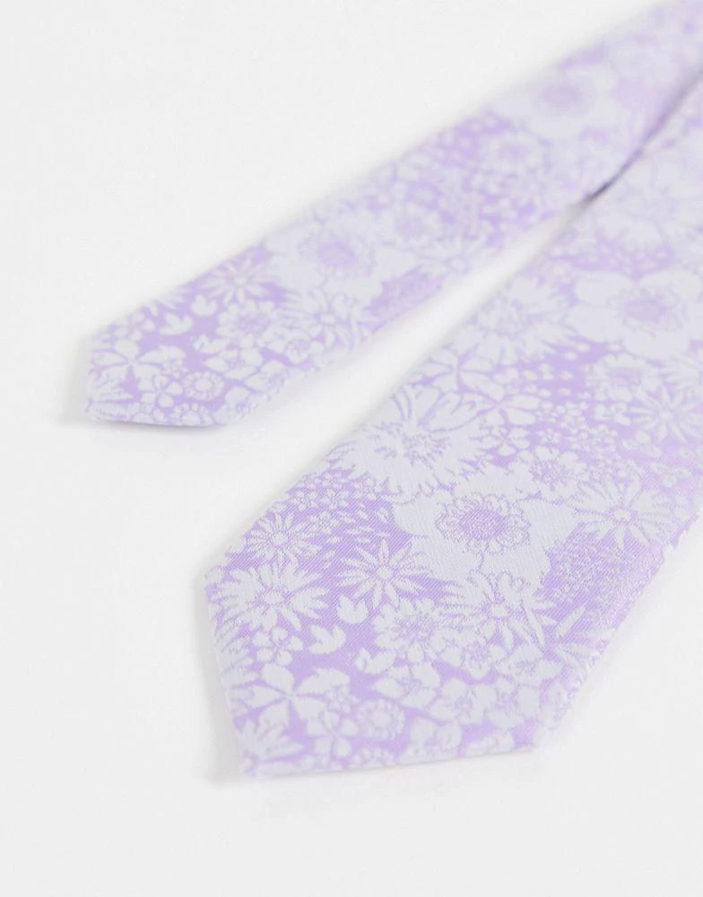 商品ASOS|ASOS DESIGN slim tie in purple floral,价格¥56,第2张图片详细描述