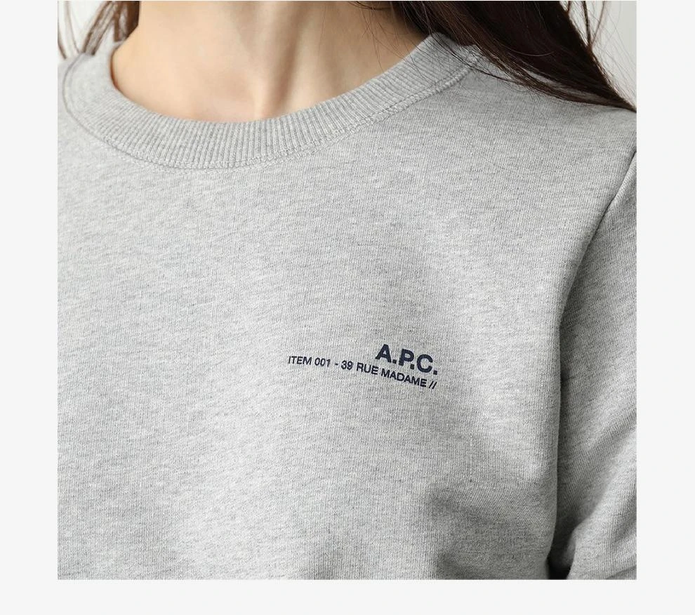 商品A.P.C.|ITEM 灰色棉质圆领印花休闲套头卫衣【香港仓极速发货】,�价格¥1616,第5张图片详细描述