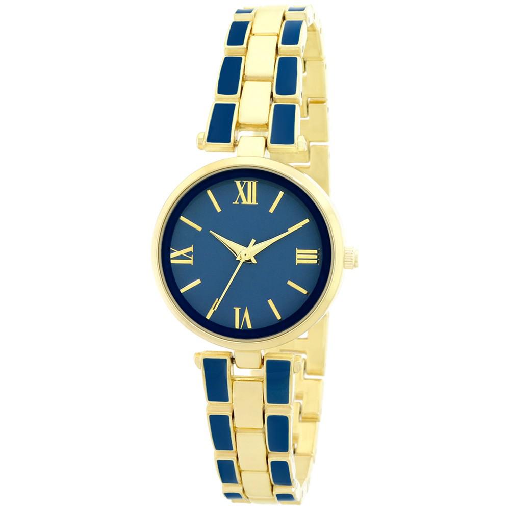 Women's Gold-Tone & Blue Enamel Bracelet Watch 30mm, Created for Macy's商品第1张图片规格展示