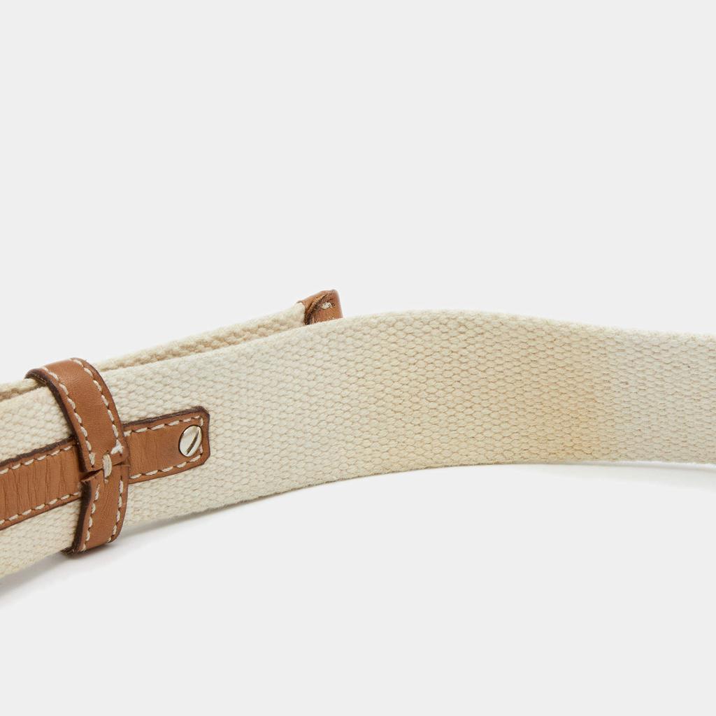 商品[二手商品] Salvatore Ferragamo|Salvatore Ferragamo Beige/Tan Canvas and Leather Belt 100CM,价格¥1047,第6张图片详细描述